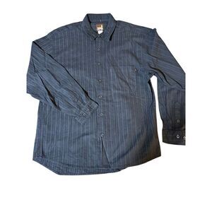 Weekendz off Indigo Men long sleeve herringbone cord button down shirt L